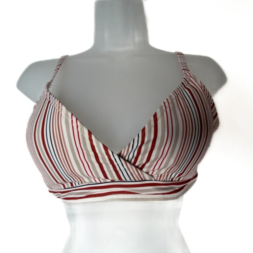 Loft Beach Red‎ White Multicolor Stripe Bikini Swim Bra Top Medium
